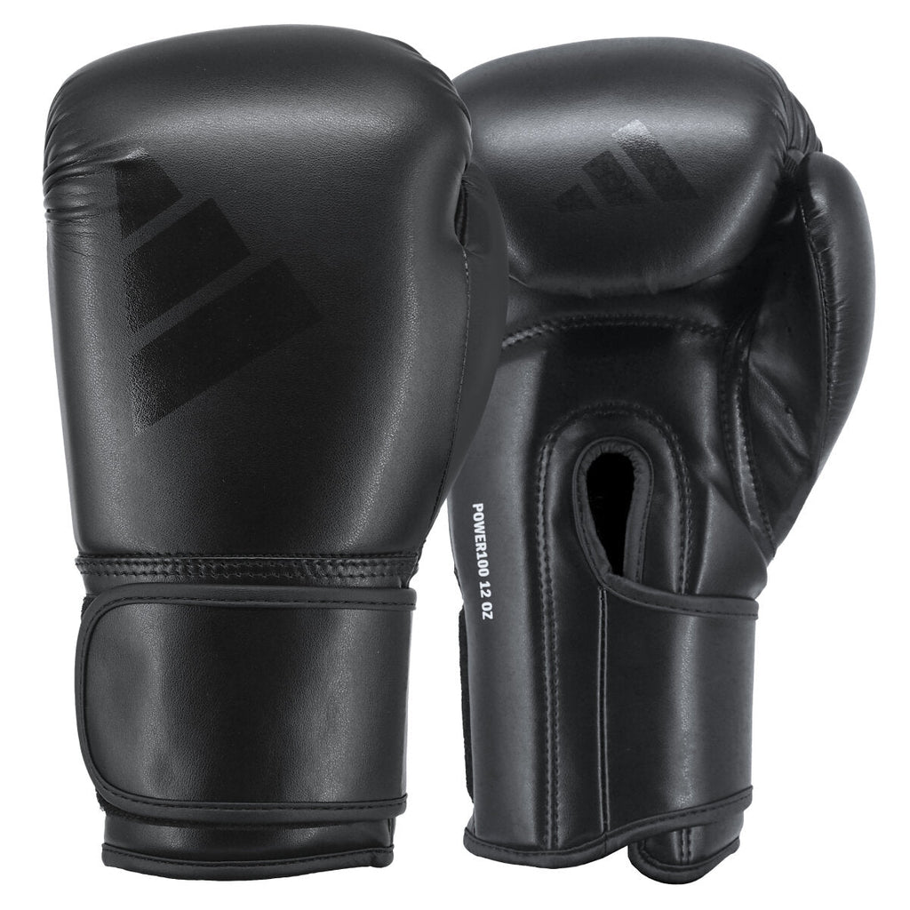 Adidas Power 100 Bokshandschoenen voor kinderen - Zwart/Zwart – voor- en handpalmzijde