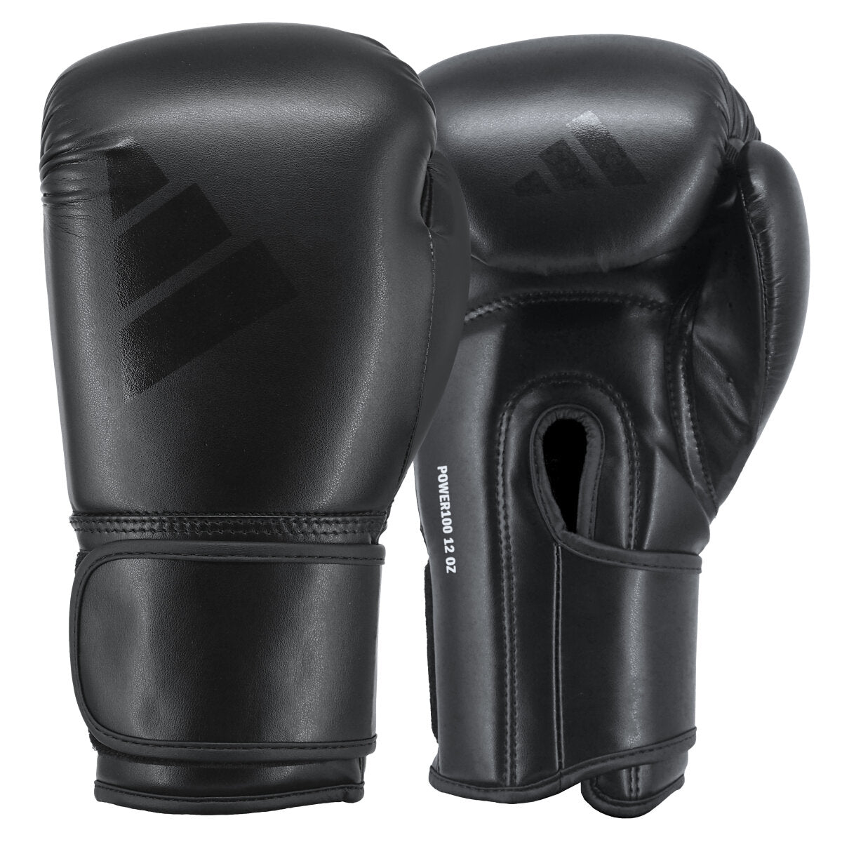 Adidas Power 100 Bokshandschoenen - Zwart/Zwart – voor- en handpalmzijde