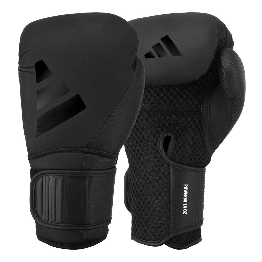 Adidas Power 50 Bokshandschoenen - Zwart/Zwart – voor- en handpalmzijde