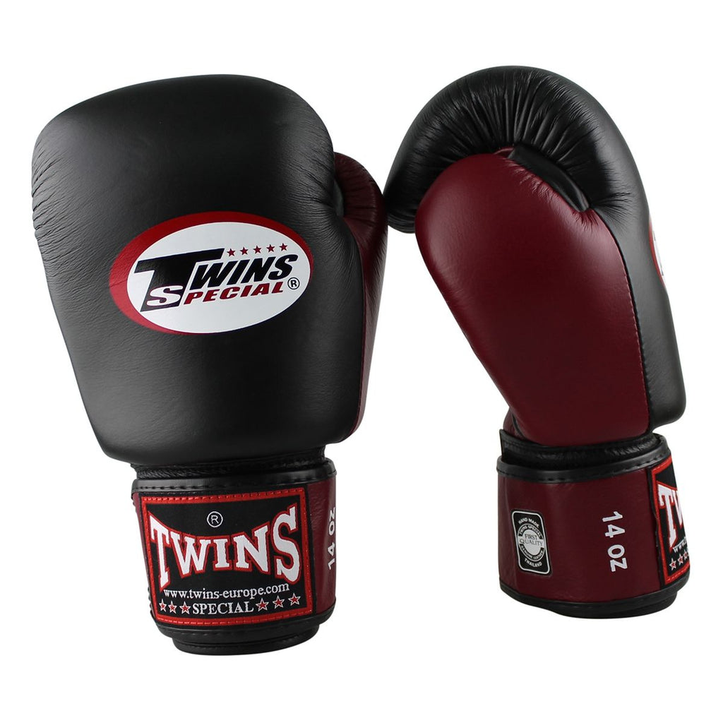 Twins Special BGVL 3 Bokshandschoenen - Echt Leer - Zwart / wijnrood