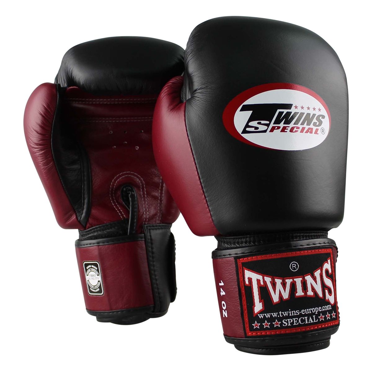 Twins Special BGVL 3 Bokshandschoenen - Echt Leer - Zwart / wijnrood