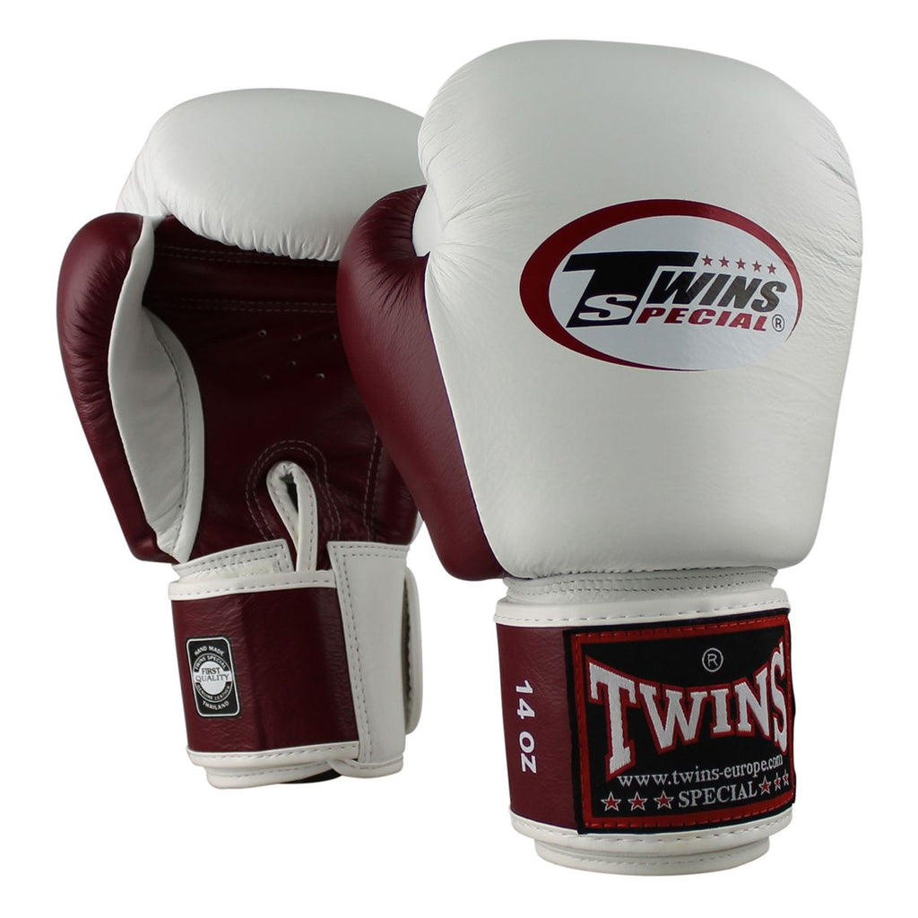 Twins Special BGVL 3 Bokshandschoenen - Echt Leer - Wit / wijnrood