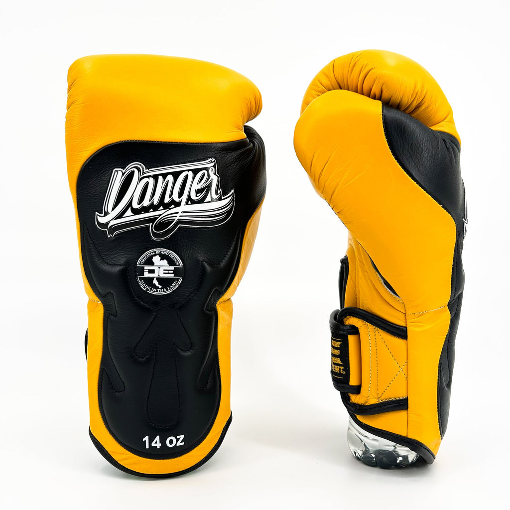 Danger Ultimate Fighter Bokshandschoenen - Echt Leer - Geel/Zwart