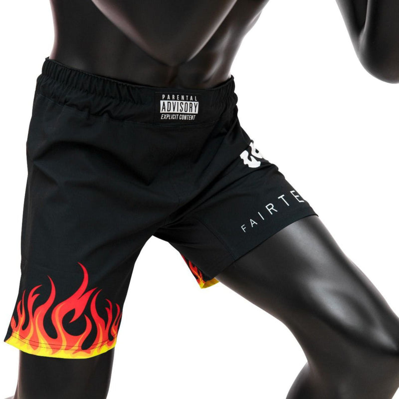 Fairtex AB12 Burn Board Shorts - MMA Shorts - Zwart/Oranje/Geel
