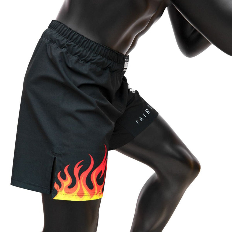 Fairtex AB12 Burn Board Shorts - MMA Shorts - Zwart/Oranje/Geel