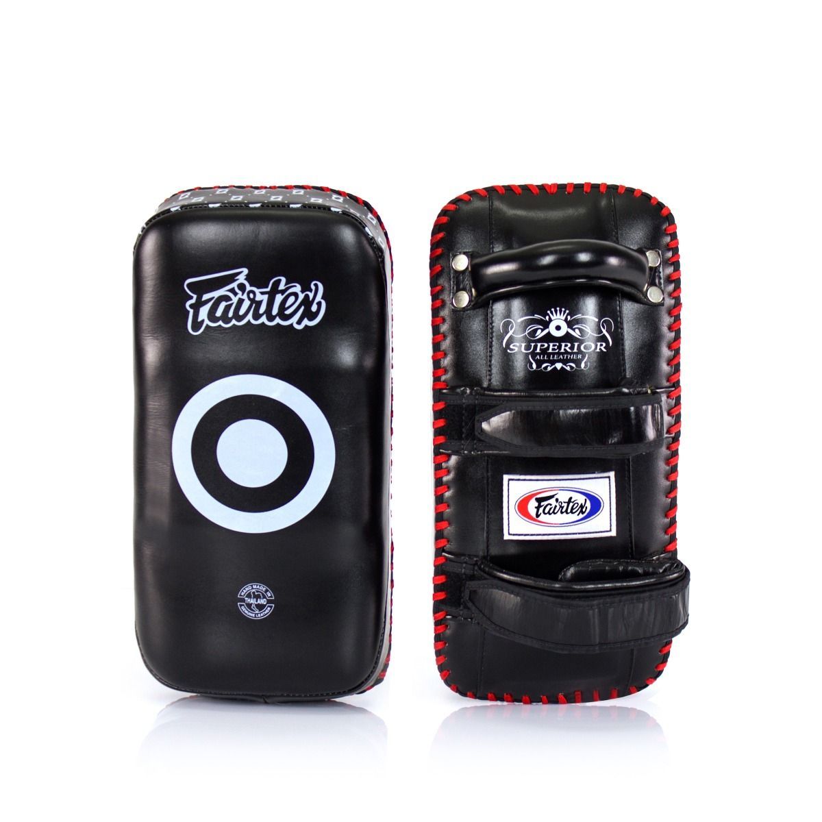 Fairtex KPLS2 Superior Curved Kicks Pads - Leer - zwart