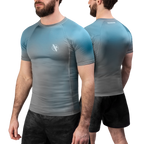 Hayabusa Fusion Short Sleeve Rashguard - Grijs / Aquablauw