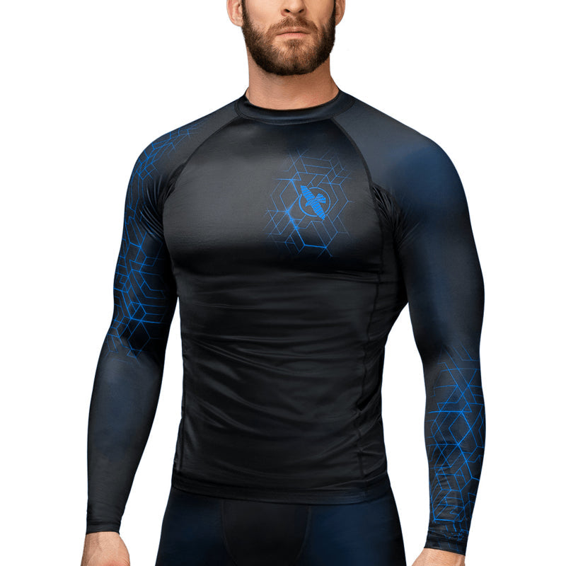 Hayabusa Geo Long Sleeve Rashguard - Zwart / Blauw