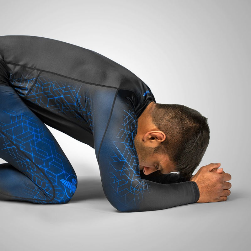 Hayabusa Geo Long Sleeve Rashguard - Zwart / Blauw