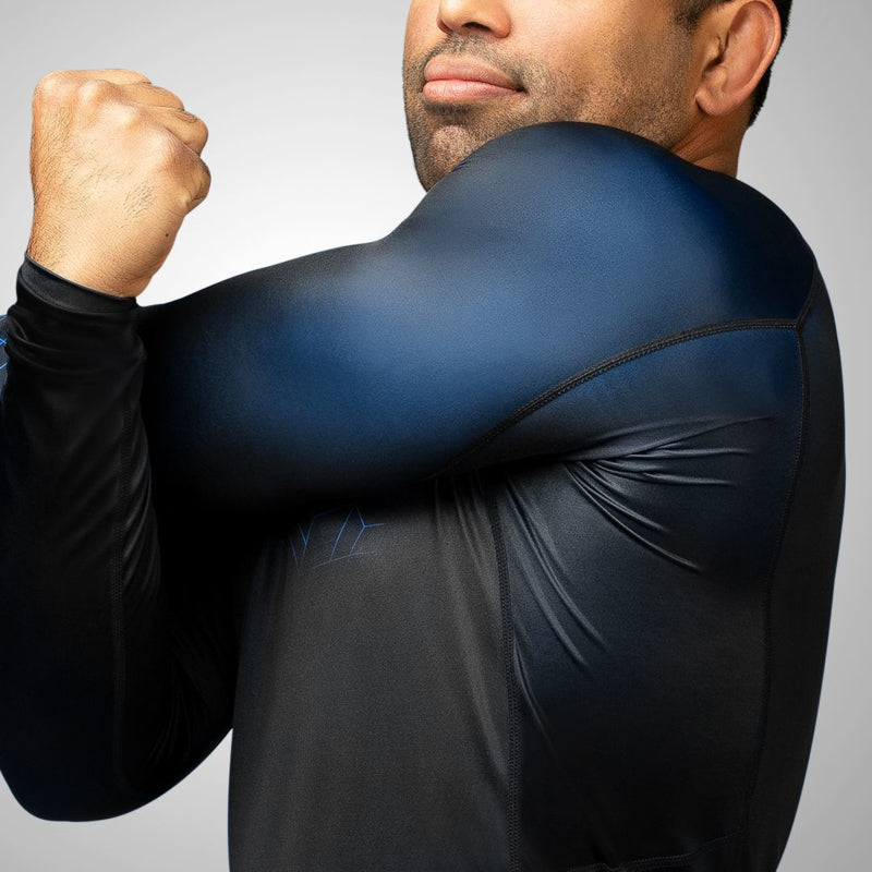 Hayabusa Geo Long Sleeve Rashguard - Zwart / Blauw