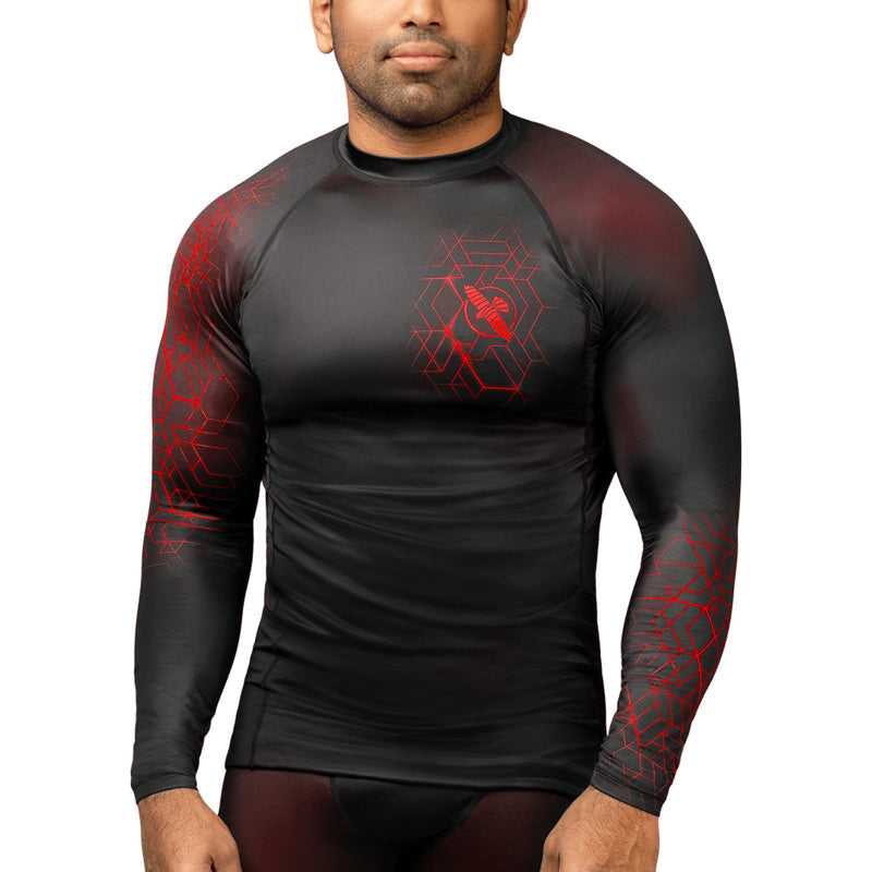 Hayabusa Geo Long Sleeve Rashguard - Zwart / Rood