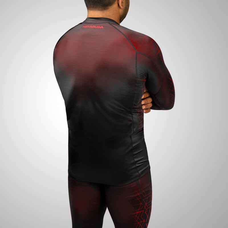 Hayabusa Geo Long Sleeve Rashguard - Zwart / Rood