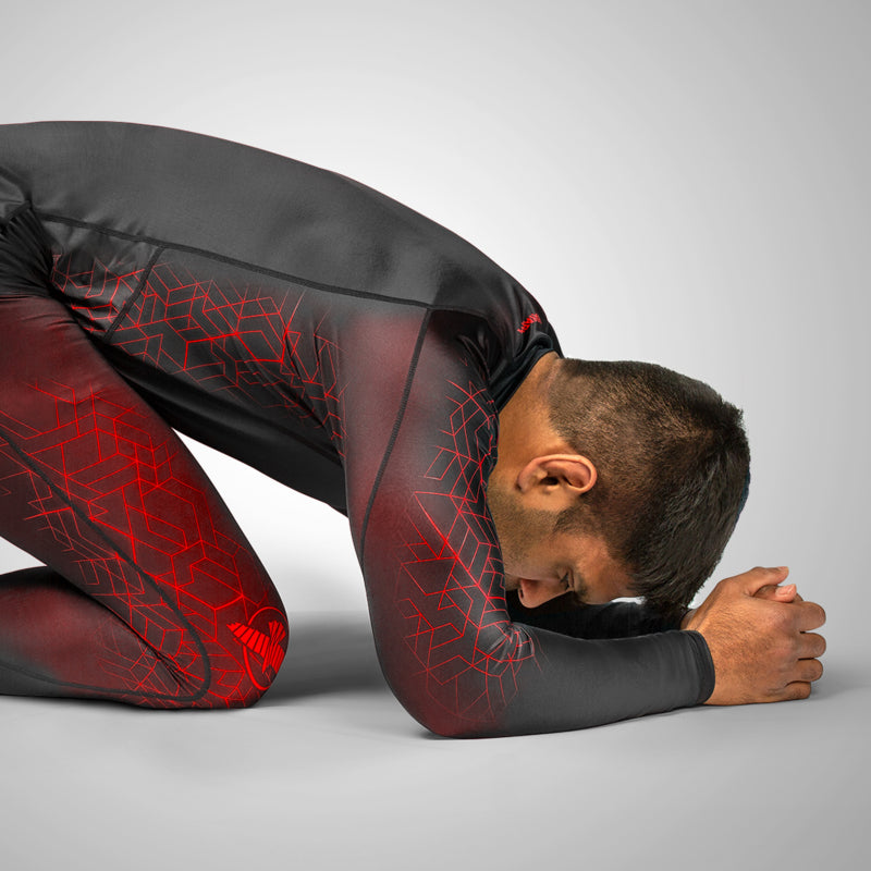 Hayabusa Geo Long Sleeve Rashguard - Zwart / Rood