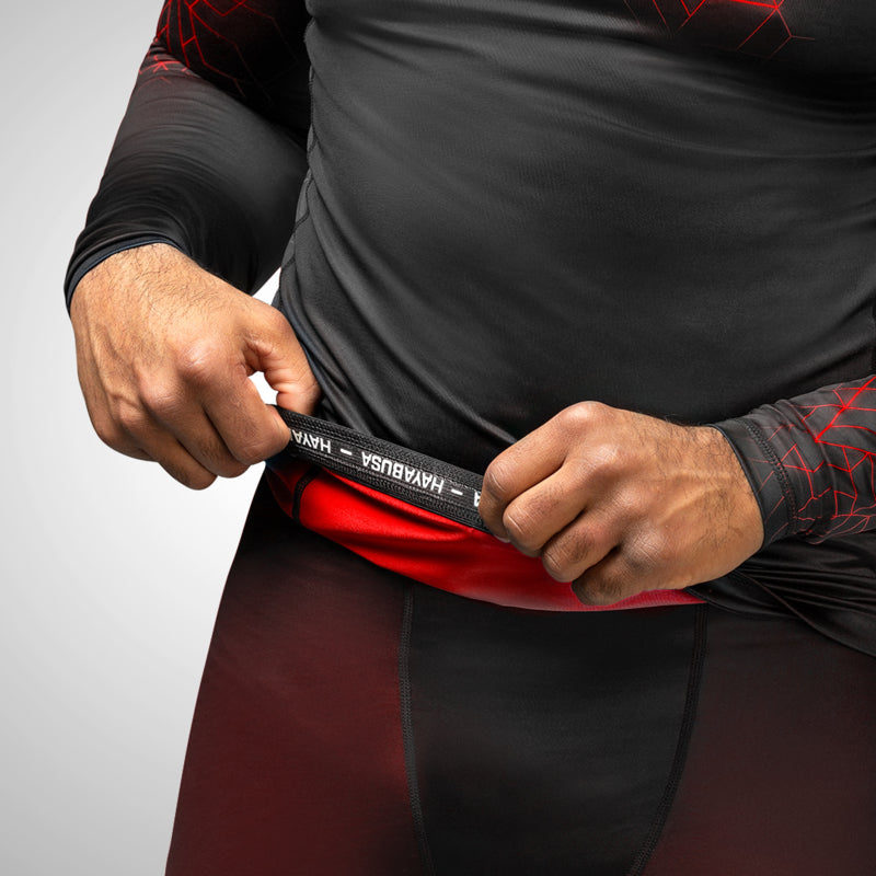 Hayabusa Geo Long Sleeve Rashguard - Zwart / Rood