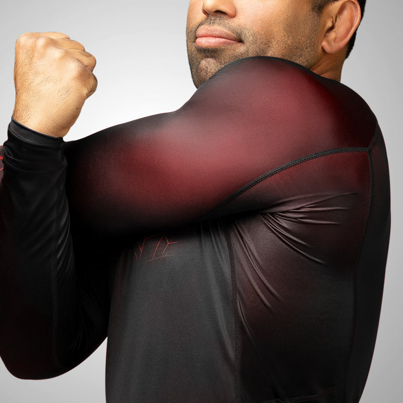 Hayabusa Geo Long Sleeve Rashguard - Zwart / Rood