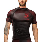 Hayabusa Geo Short Sleeve Rashguard - Zwart / Rood