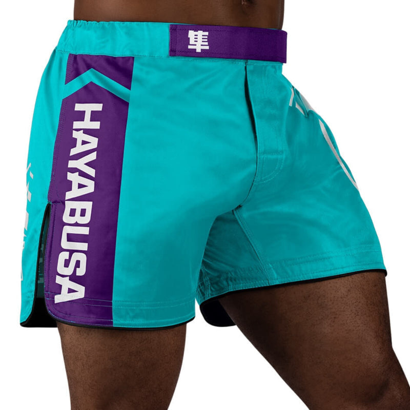 Hayabusa Icon Mid-Length Fight Shorts - Teal / Wit