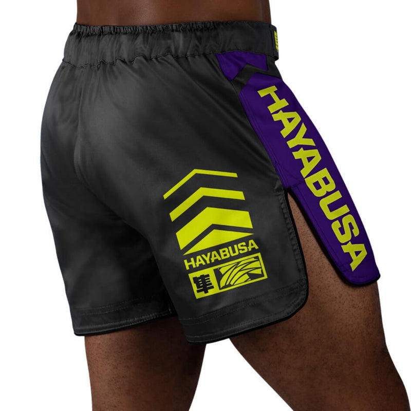 Hayabusa Icon Mid-Length Fight Shorts - Zwart / Neon