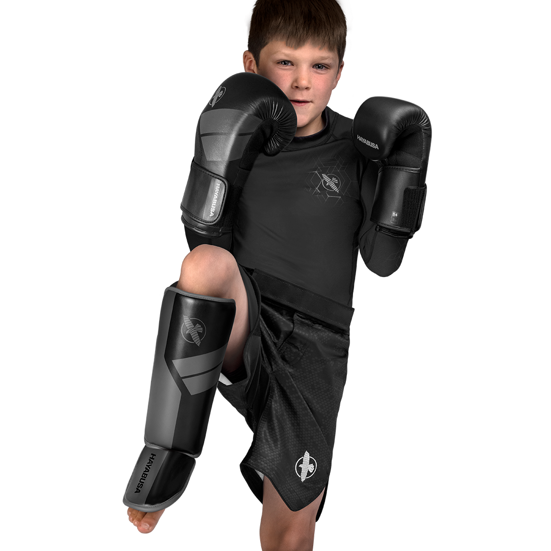 Hayabusa S4 Jeugd-scheenbeschermers - Zwart