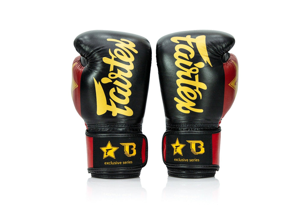 Fairtex X Booster Bokshandschoenen - FXB BG V2 - Echt leer - Zwart/Rood/Goud