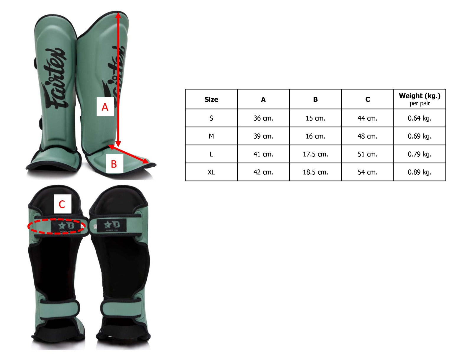 Fairtex X Booster Scheenbeschermers - FXB SG - Groen/Zwart