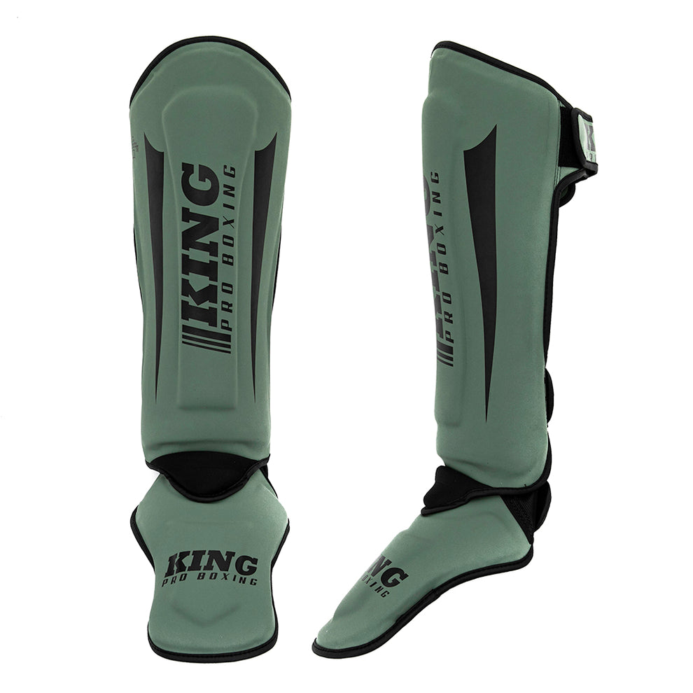 King Pro Boxing Revo 5 Kickboks Scheenbeschermers - Olijfgroen