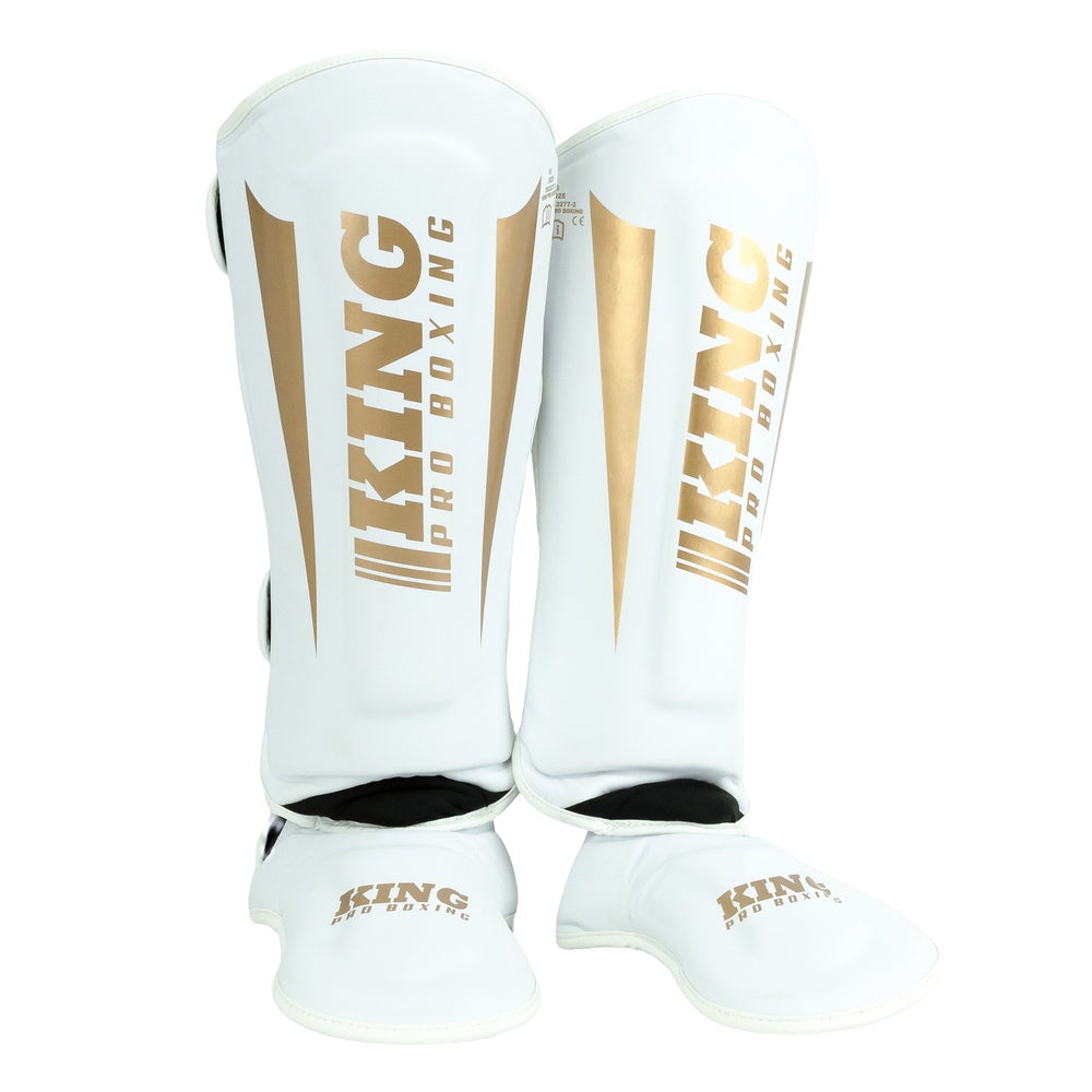 King Pro Boxing Revo 9 Kickboks Scheenbeschermers - Wit/Goud