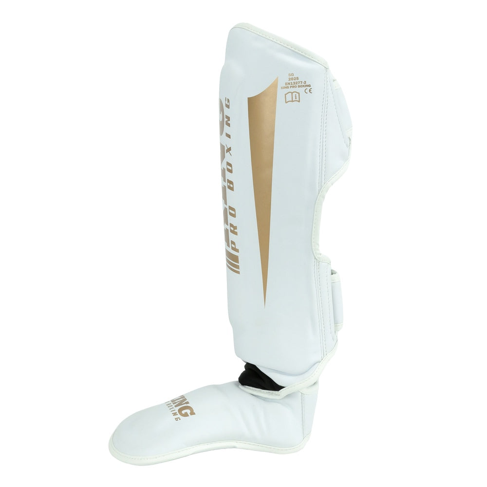 King Pro Boxing Revo 9 Kickboks Scheenbeschermers - Wit/Goud