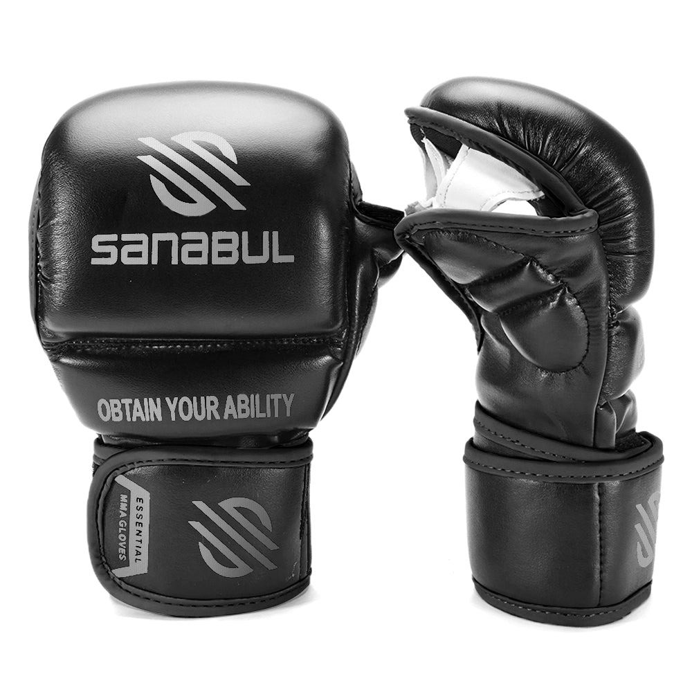 Sanabul Essential 7 oz MMA Hybrid Sparringhandschoenen - Zwart, Zilver