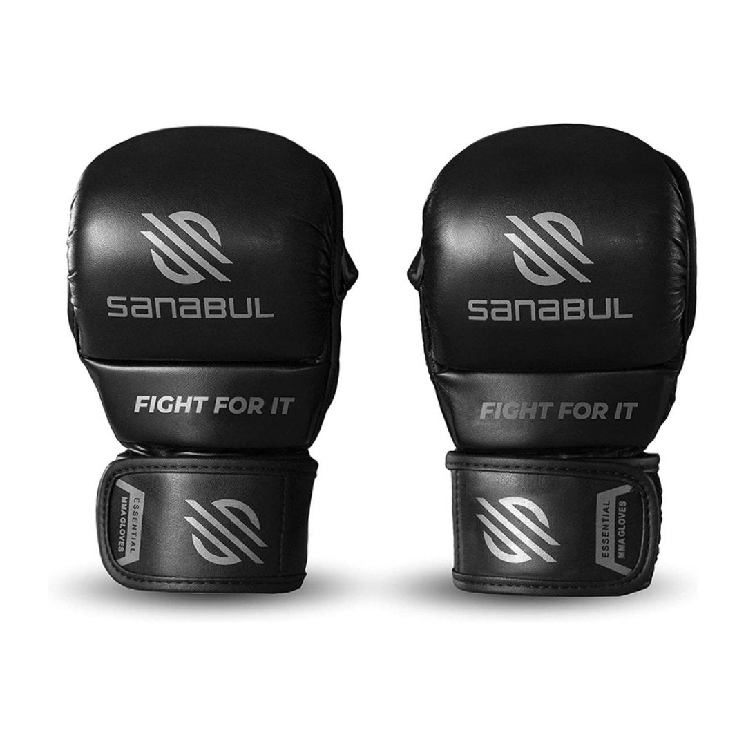 Sanabul Essential 7 oz MMA Hybrid Sparringhandschoenen - Zwart, Zilver