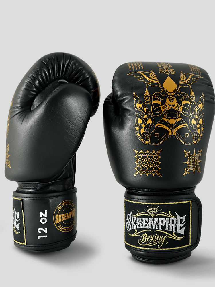 SKS Empire Bokshandschoenen - Sak Yant - Echt Leer - Zwart / Goud