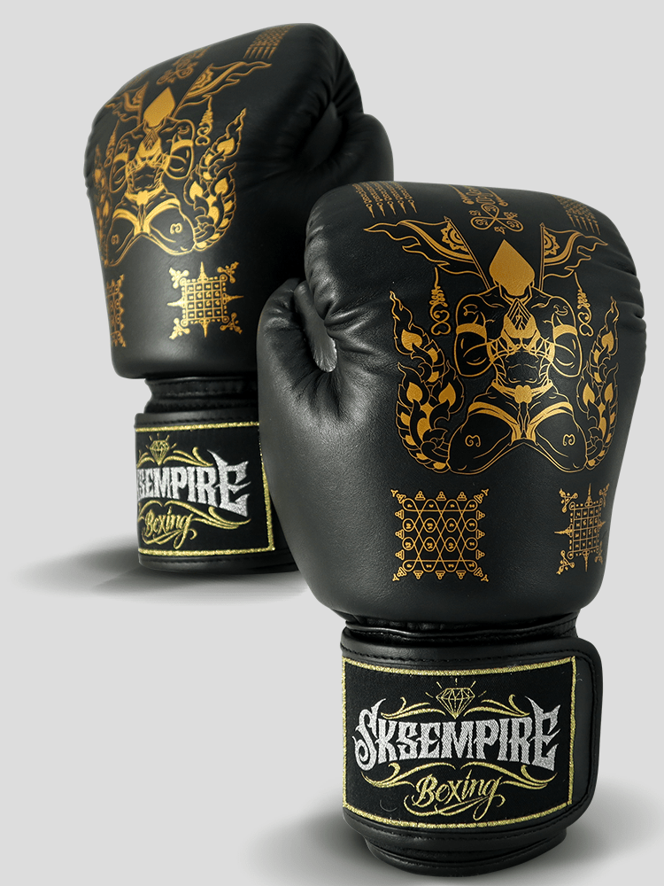 SKS Empire Bokshandschoenen - Sak Yant - Echt Leer - Zwart / Goud