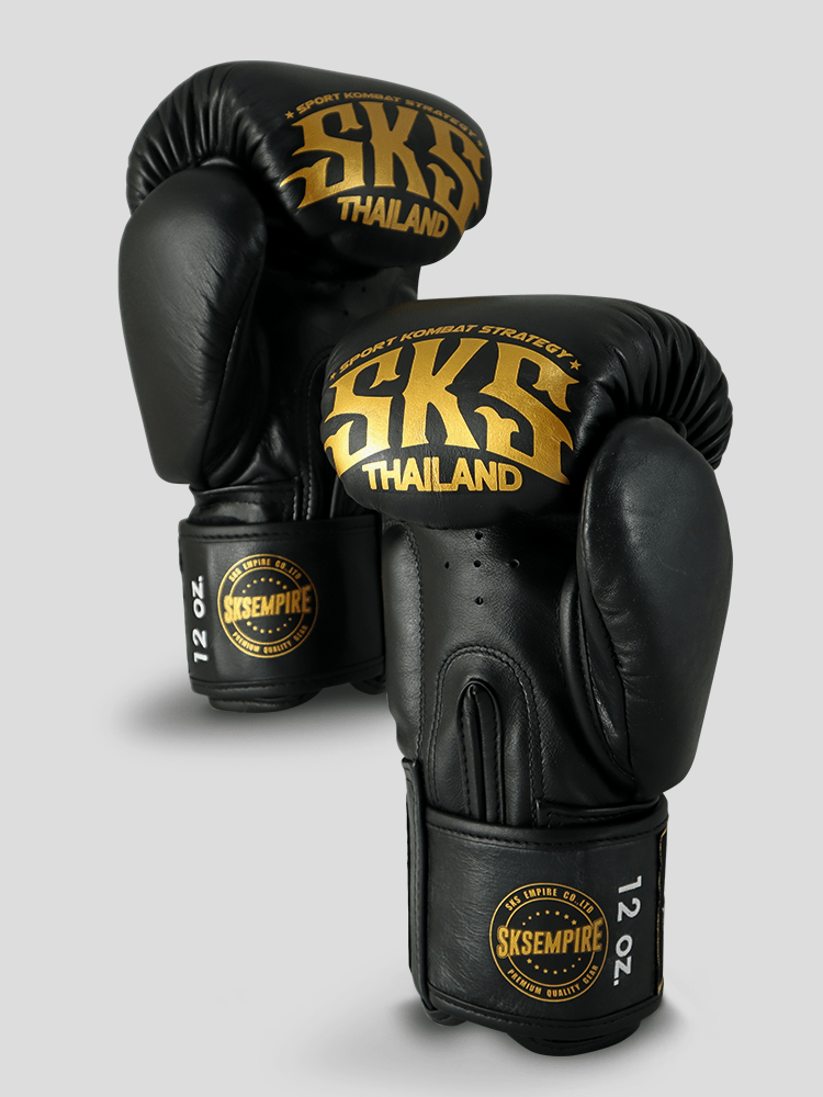 SKS Empire Bokshandschoenen - Sak Yant - Echt Leer - Zwart / Goud