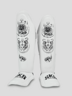 SKS Empire Scheenbeschermers - Sak Yant - Echt Leer - Wit / Zwart
