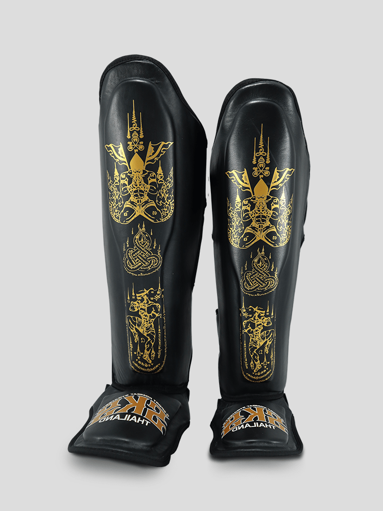 SKS Empire Scheenbeschermers - Sak Yant - Echt Leer - Zwart / Goud